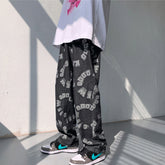 Men Jeans Hiphop Casual Loose Denim Trousers Straight-Leg Pants